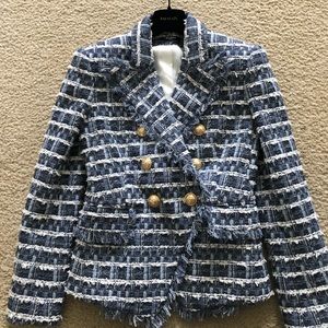 Balmain Double Breasted Tweed Blazer
